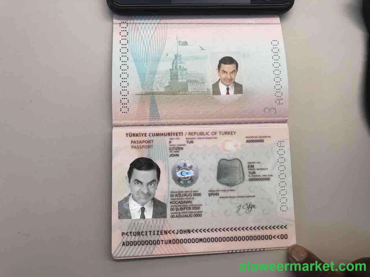 Turkey passport template in PSD format, fully editable (+editable PSD photo look) (2018 - present)